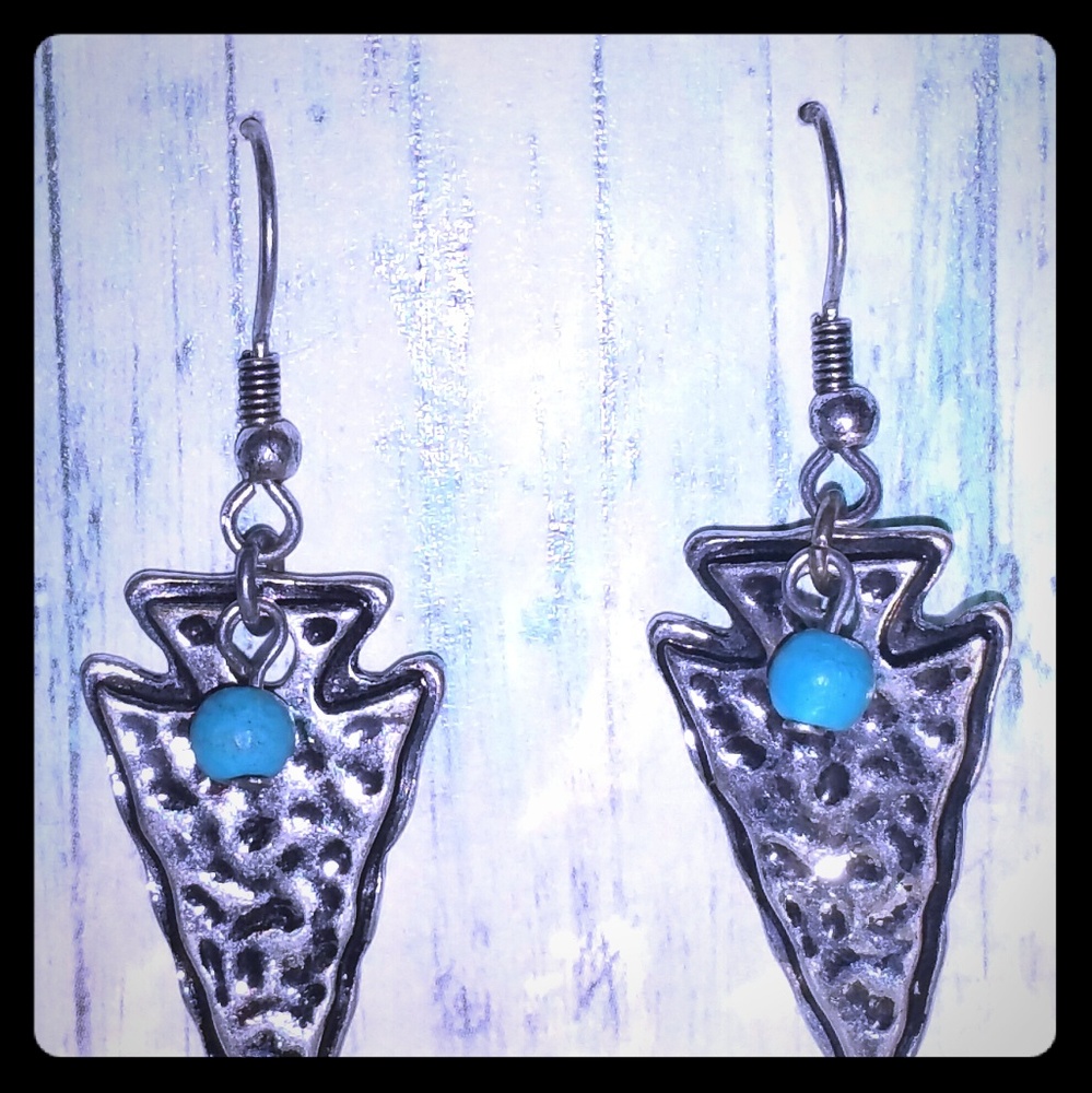 Boho hammered arrowhead earrings